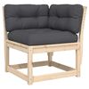 vidaXL Canap&eacute; d'angle de jardin et coussins 73x73x78cm bois pin massif