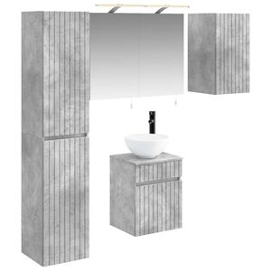 vidaXL Ensemble d'armoire de salle de bain 5 pcs Gris b&eacute;ton