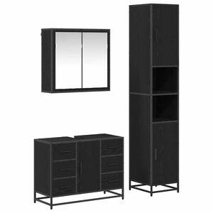 vidaXL Ensemble de mobilier de salle de bain 3 pc Ch&ecirc;ne noir