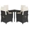 vidaXL Ensemble &agrave; manger de jardin coussins 5pcs Noir R&eacute;sine tress&eacute;e