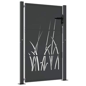 vidaXL Portail de jardin Anthracite 100x125 cm Acier Design Herbe