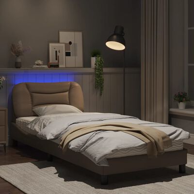 vidaXL Cadre de lit avec lumières LED cappuccino 80x200 cm similicuir