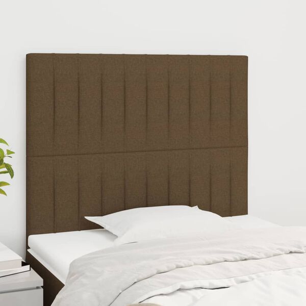 vidaXL T&ecirc;te de lit marron fonc&eacute; 80x5x118/128 cm Tissu