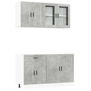 vidaXL Ensemble de 4 meubles de cuisine "Porto" en bois d'ing&eacute;nierie gris b&eacute;ton
