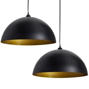 vidaXL Plafonniers 2 pcs Hauteur r&eacute;glable Semi-sph&eacute;rique Noir