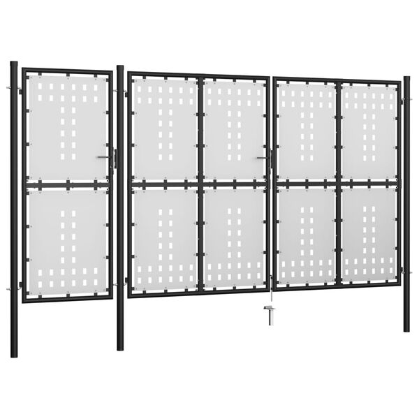 vidaXL Portail de jardin Acier 400 x 175 cm Noir