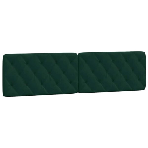vidaXL Coussin de t&ecirc;te de lit vert fonc&eacute; 200 cm velours