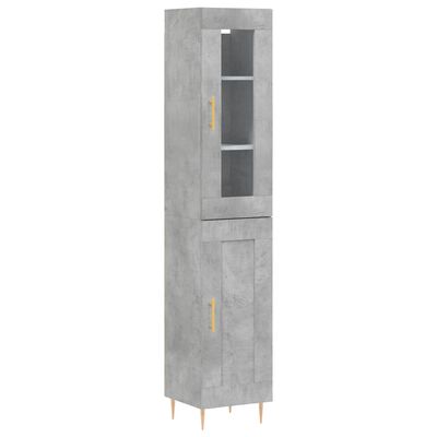 vidaXL Buffet haut Gris béton 34,5x34x180 cm Bois d'ingénierie