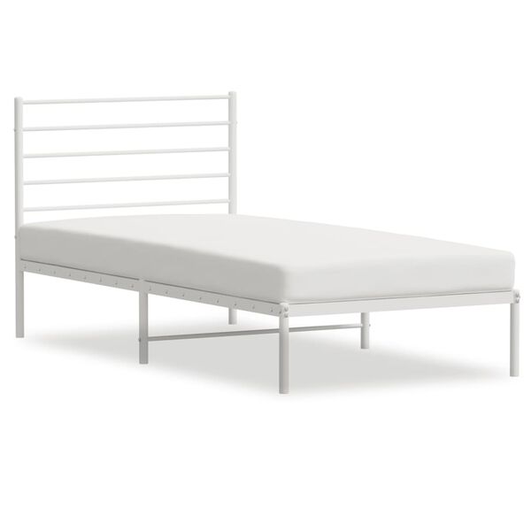 vidaXL Cadre de lit métal sans matelas avec tête de lit blanc 75x190cm