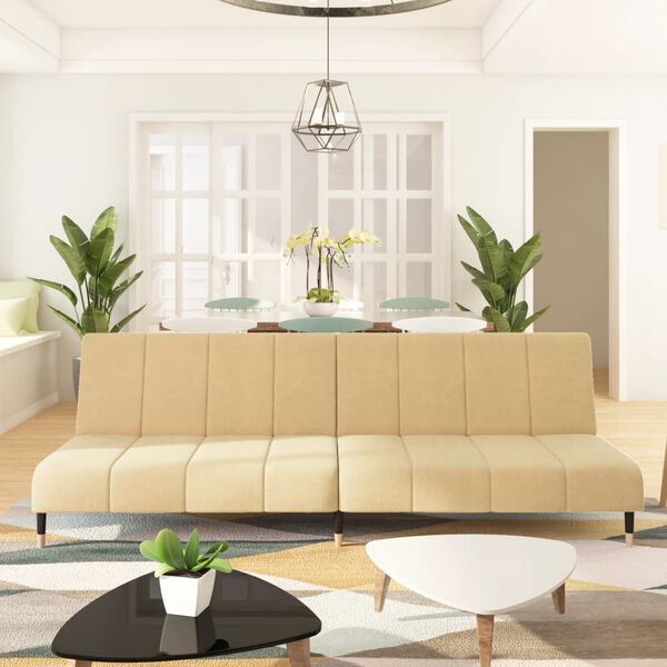 vidaXL Canap&eacute;-lit &agrave; 2 places cr&egrave;me velours