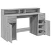 vidaXL Bureau et lumi&egrave;res LED sonoma gris 140x55x91 cm bois ing&eacute;nierie