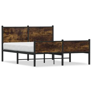 vidaXL Cadre de lit en m&eacute;tal sans matelas ch&ecirc;ne fum&eacute; 140x190 cm