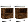 vidaXL Table de chevet murale 2 pcs ch&ecirc;ne fum&eacute; 40x30x61 cm