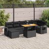 vidaXL Salon de jardin 8 pcs avec coussins noir r&eacute;sine tress&eacute;e