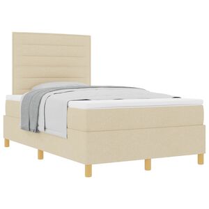 vidaXL Lit &agrave; ressorts avec matelas Cr&egrave;me 120 x 200 cm tissu