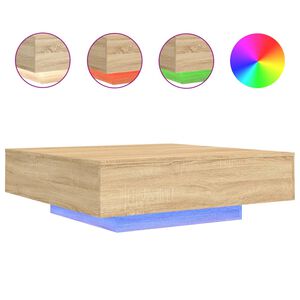 vidaXL Table basse avec lumi&egrave;res LED ch&ecirc;ne sonoma 100x100x31 cm