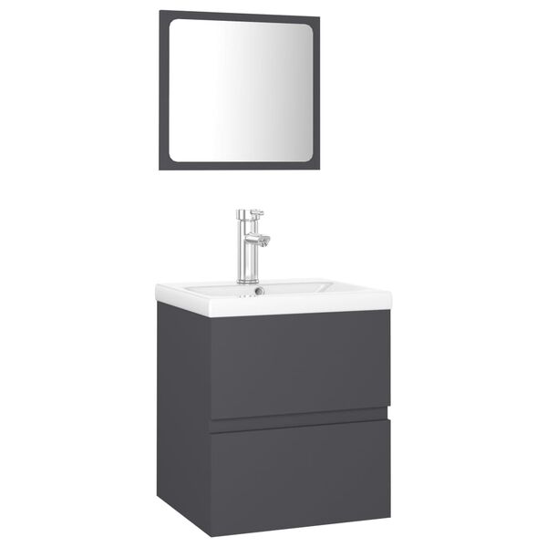 vidaXL Ensemble de meubles de salle de bain Gris Agglom&eacute;r&eacute;