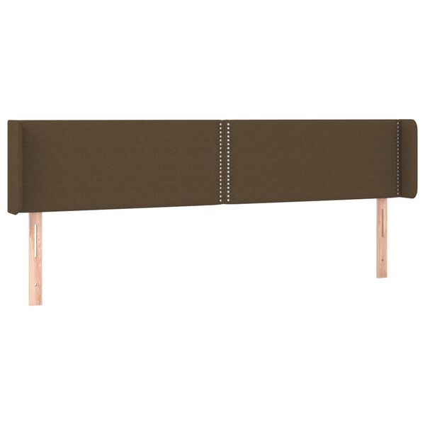 vidaXL T&ecirc;te de lit avec oreilles Marron Fonc&eacute; 203x16x78/88 cm Tissu