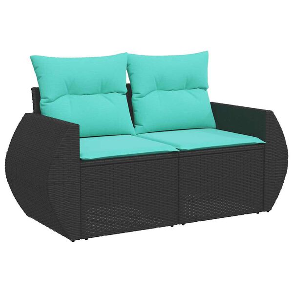 vidaXL Salon de jardin 4 pcs avec coussins noir r&eacute;sine tress&eacute;e