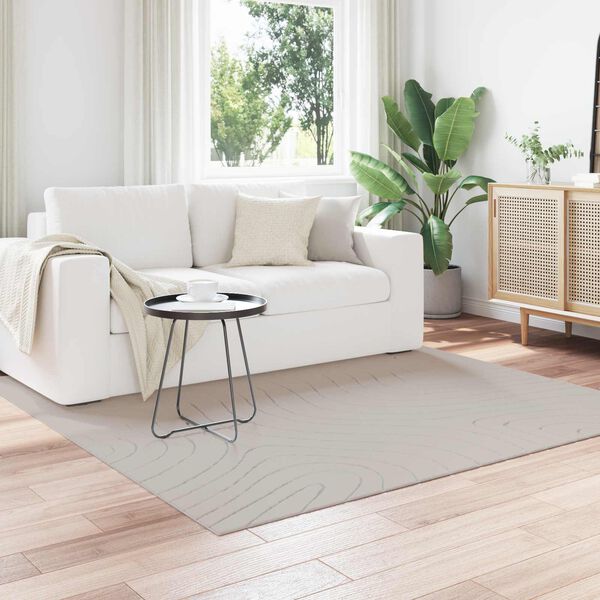 vidaXL Tapis de surface Carr&eacute; HUARTE Cr&egrave;me 200 x 200 cm Polyester