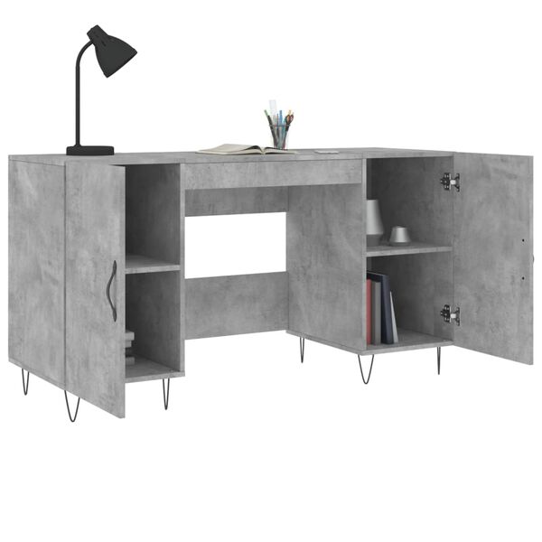 vidaXL Bureau gris béton 140x50x75 cm bois d'ingénierie