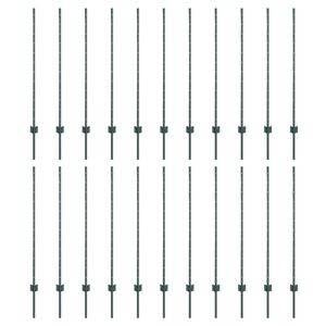 vidaXL Poteau de cl&ocirc;ture. 22 pcs Vert 160 cm Acier