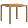 vidaXL Table de jardin beige 90x90x75 cm r&eacute;sine tress&eacute;e et bois acacia