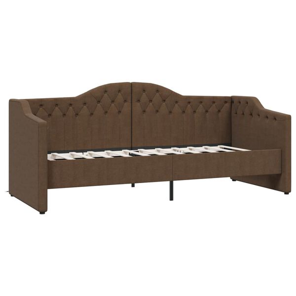 vidaXL Lit avec &eacute;clairage USB Marron fonc&eacute; Tissu 90x200 cm