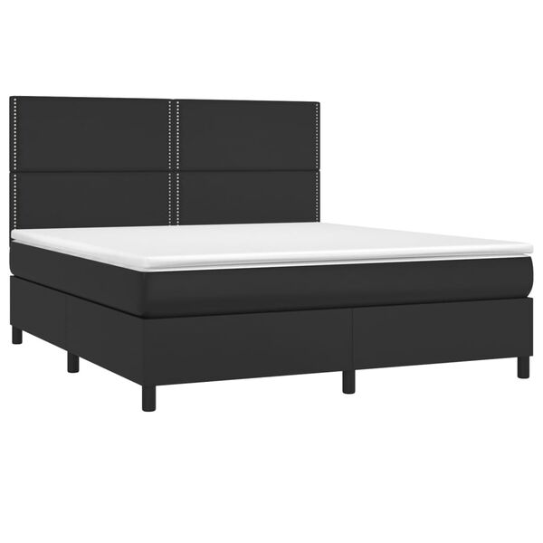 vidaXL Sommier &agrave; lattes de lit avec matelas et LED Noir 160x200 cm