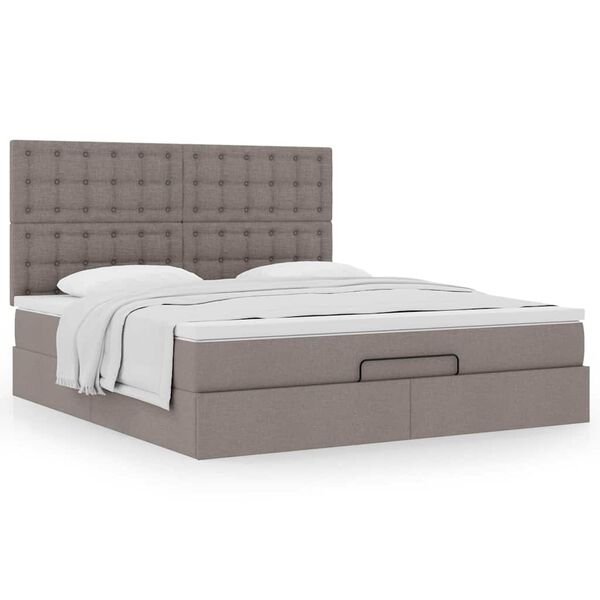 VidaXL Cadre de lit ottoman avec matelas taupe 160x200 cm tissu