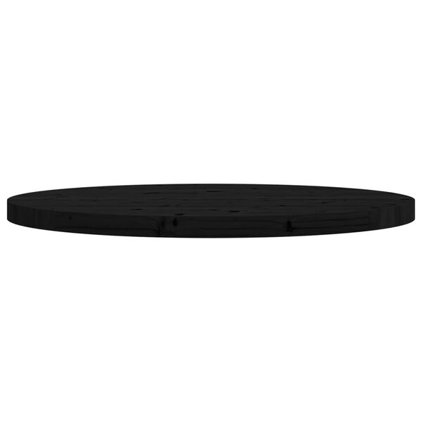 vidaXL Dessus de table rond noir &Oslash;80x3 cm bois de pin massif