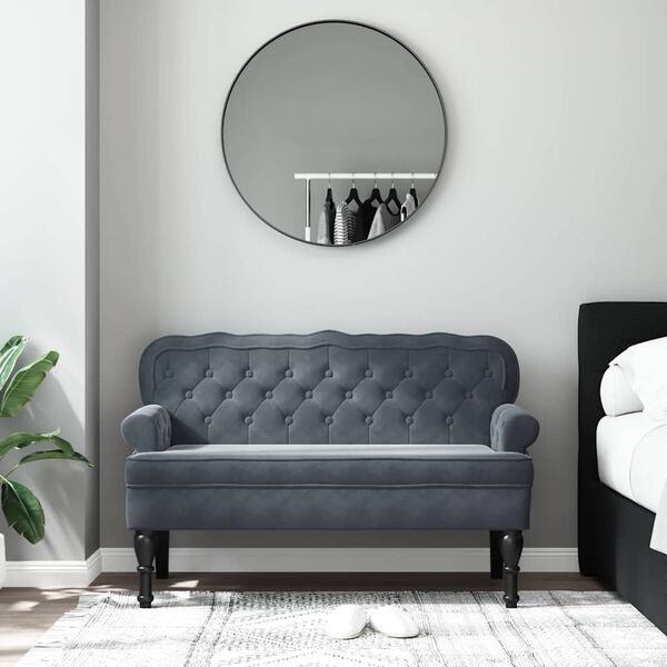 vidaXL Banc avec dossier gris foncé 119,5x64,5x75 cm velours