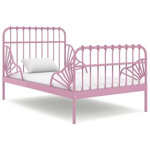 vidaXL Cadre de lit extensible sans matelas rose m&eacute;tal 80x130/200 cm