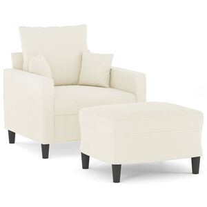 vidaXL Fauteuil avec repose-pied Cr&egrave;me 60 cm Velours