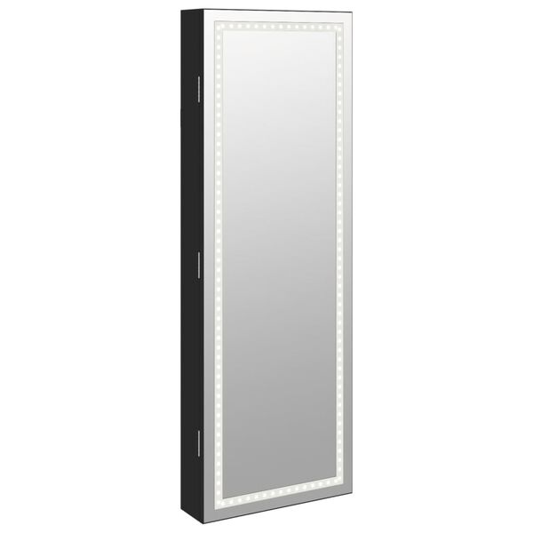 vidaXL Armoire &agrave; bijoux avec miroir et &eacute;clairage LED mural noir