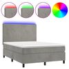 vidaXL Sommier &agrave; lattes de lit avec matelas LED Gris clair 140x190 cm