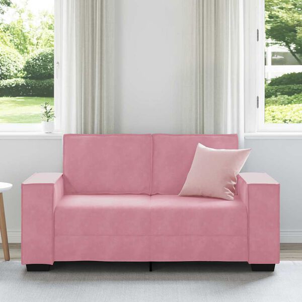 vidaXL Canapé à 2 places Rose 120 cm Velours