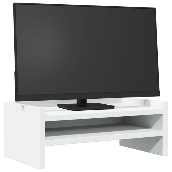 vidaXL Support de moniteur blanc 42x24x16 cm bois d'ing&eacute;nierie