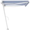 vidaXL Auvent automatique capteur de vent LED 450x350 cm Bleu et blanc