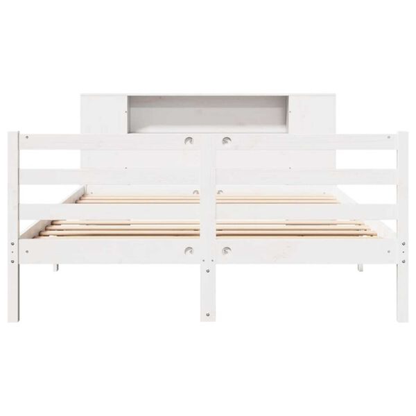 vidaXL Lit bibliothèque sans matelas blanc 135x190 cm bois pin massif