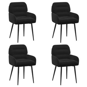 vidaXL Chaises de salle &agrave; manger 4 pc Velours Noir 59 x 59,5 x 90 cm