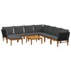 vidaXL 9 pcs Bois d'acacia massif et corde Naturel