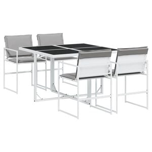 vidaXL Ensemble &agrave; manger de jardin avec coussins 5 pcs blanc textil&egrave;ne
