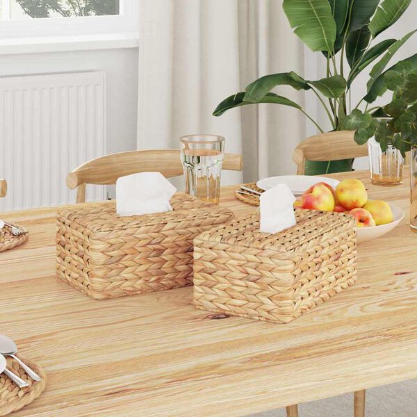 vidaXL Housses de bo&icirc;te &agrave; tissues 2 pcs Jacinthe d'eau Naturel