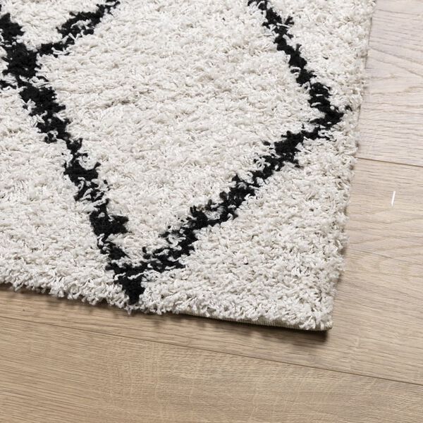 vidaXL Tapis shaggy &agrave; poils longs moderne cr&egrave;me et noir 80x150 cm