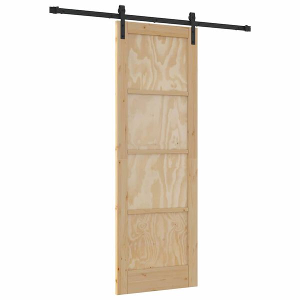 vidaXL Porte coulissante Naturel et Noir 73,5 x 211 cm Pin massif