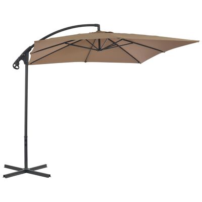 vidaXL Parasol de jardin en porte-à-faux avec poteau en acier taupe