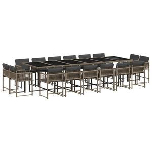 vidaXL Ensemble &agrave; manger de jardin 17 pcs et coussins r&eacute;sine tress&eacute;e
