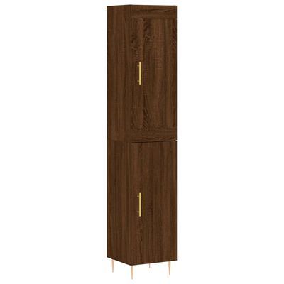 vidaXL Buffet haut Chêne marron 34,5x34x180 cm Bois d'ingénierie