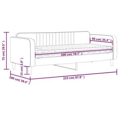 vidaXL Lit de jour avec matelas noir 90x200 cm velours